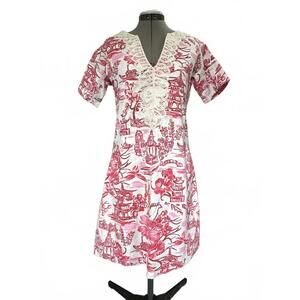 Barbara Gerwit by Tabitha Dress with Pink and White Floral and Scenic Print